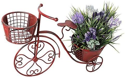 Morning View Retro Metal Tricycle Plant Stand Flower Pot Cart Holder Iron Garden Rack Metal Plant Stand for Indoor Outdoor Home Decor