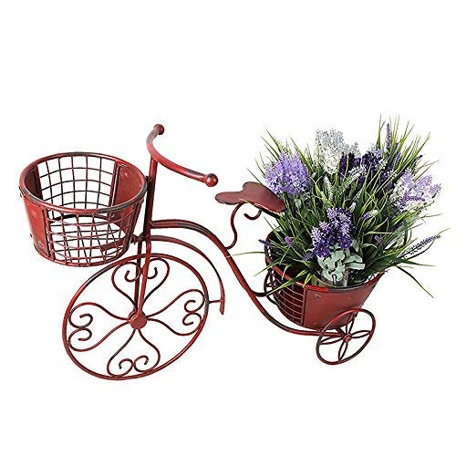 Morning View Retro Metal Tricycle Plant Stand Flower Pot Cart Holder Iron Garden Rack Metal Plant Stand for Indoor Outdoor Home Decor