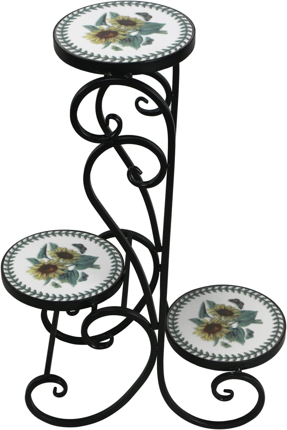 Zaer Ltd. Mosaic Tile Furniture (3 Pot Plant Stand, Odessa Sunflower Design)