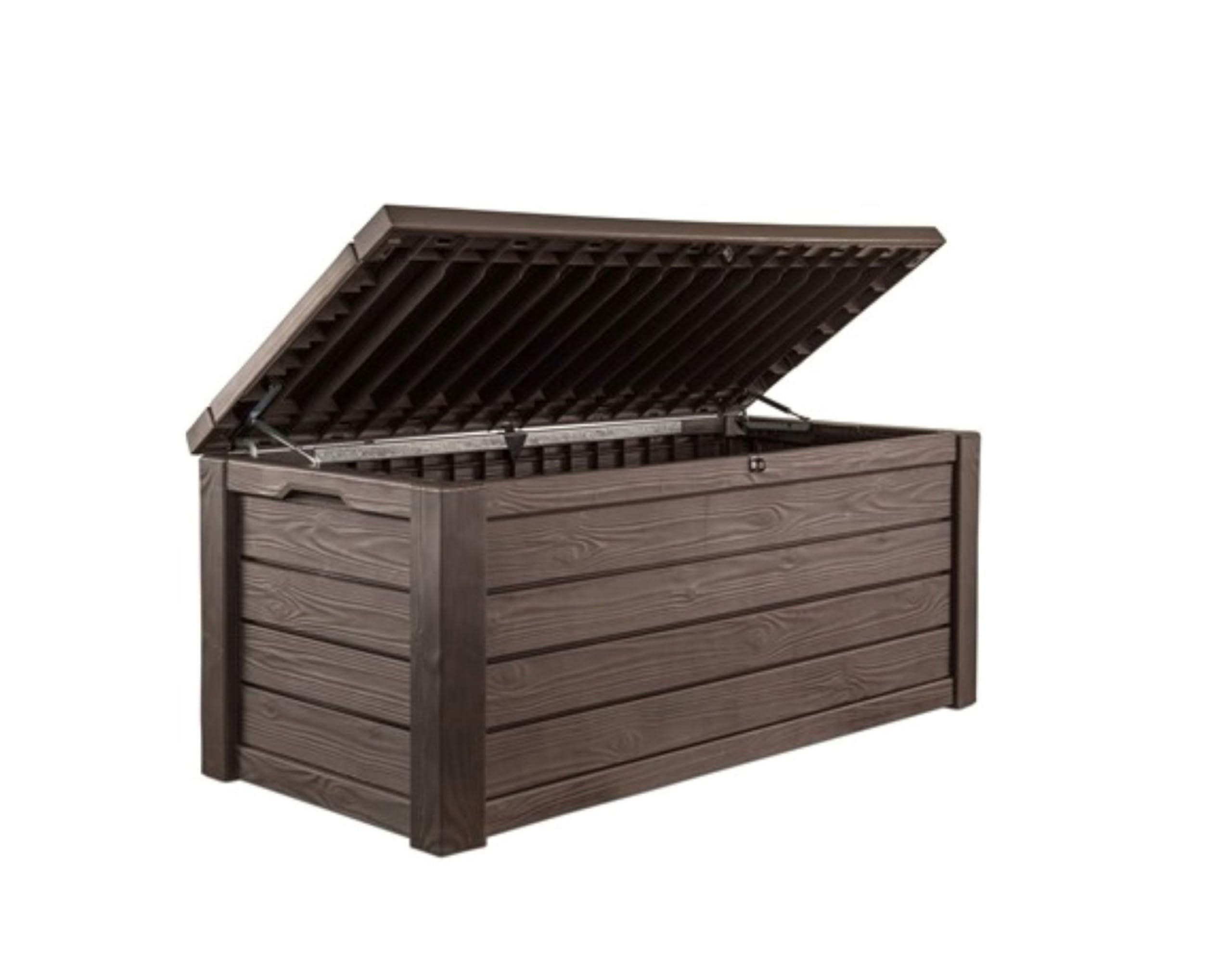 Keter Westwood 150 Gallon Resin Large Outdoor Storage Box for Patio Furniture, Outdoor Cushions, Garden Tools and Pool Floats, Dark Grey