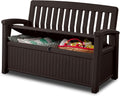Keter 60 Gallon Storage Bench Deck Box for Patio Furniture, Front Porch Decor and Outdoor Seating – Perfect to Store Garden Tools