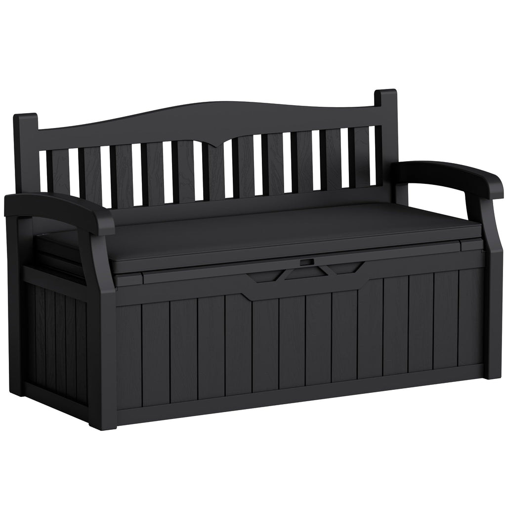 Greesum 80 Gallon Outdoor Storage Bench, Weather-Resistant Deck Box, Patio Furniture Bench for Backyard, Garden, Porch, Large Capacity Seat for Pillows Cushions Patio Accessories, Dark Black