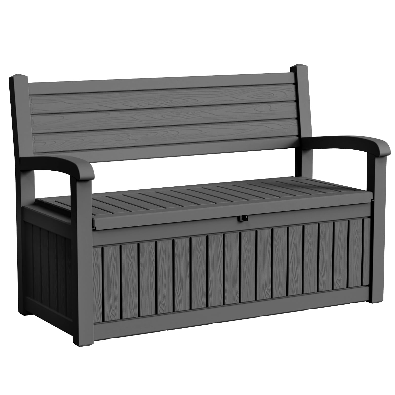 PatioZen 80 Gallon Outdoor Storage Bench Deck Box Waterproof Lockable,Outdoor Storage Furniture for Patio,Garden and Porch,Tools and Cushions（Black）