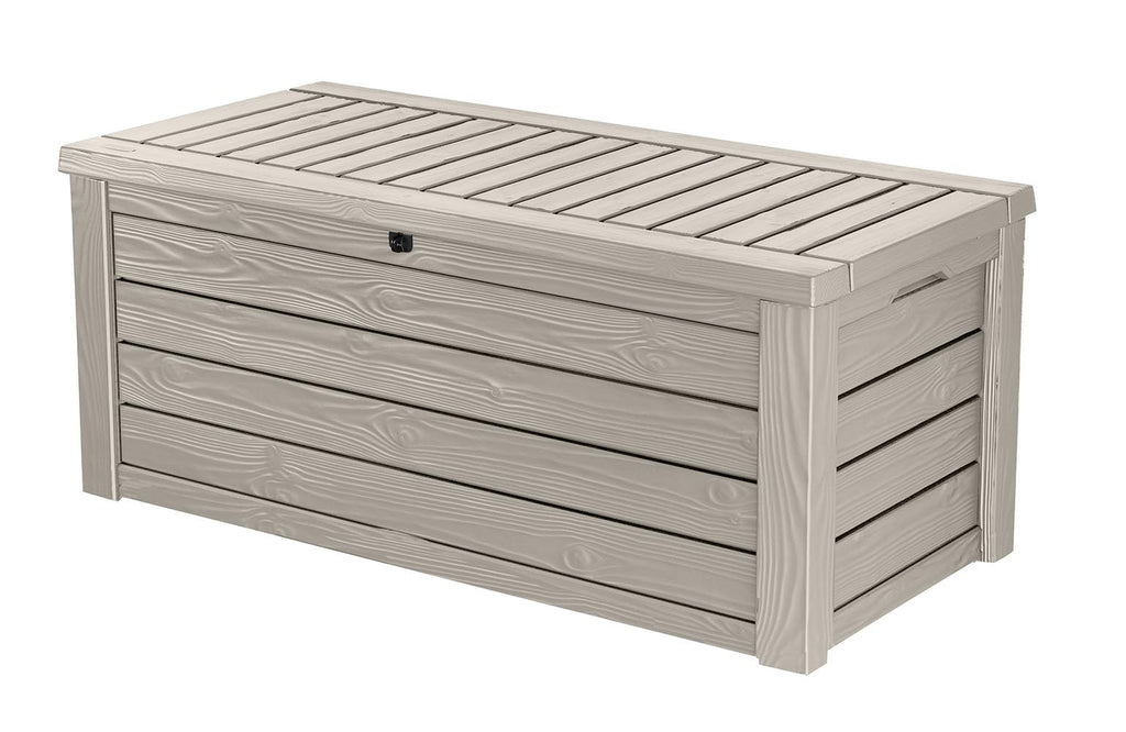 Keter Westwood 150 Gallon Resin Large Outdoor Storage Box for Patio Furniture, Outdoor Cushions, Garden Tools and Pool Floats, Dark Grey