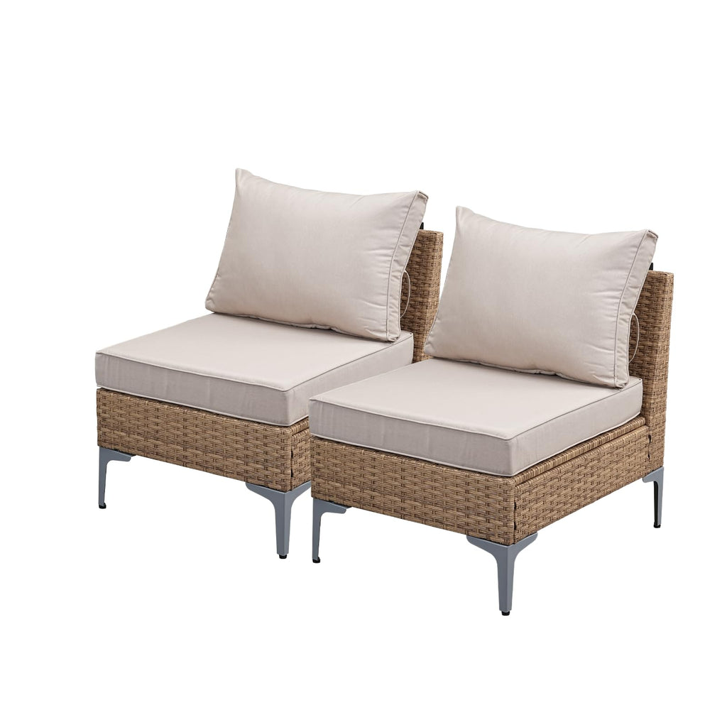 5-Piece Wicker Patio Furniture Set with Coffee Table & Thick Weatherproof Cushions, Beige