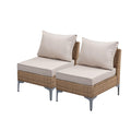 5-Piece Wicker Patio Furniture Set with Coffee Table & Thick Weatherproof Cushions, Beige
