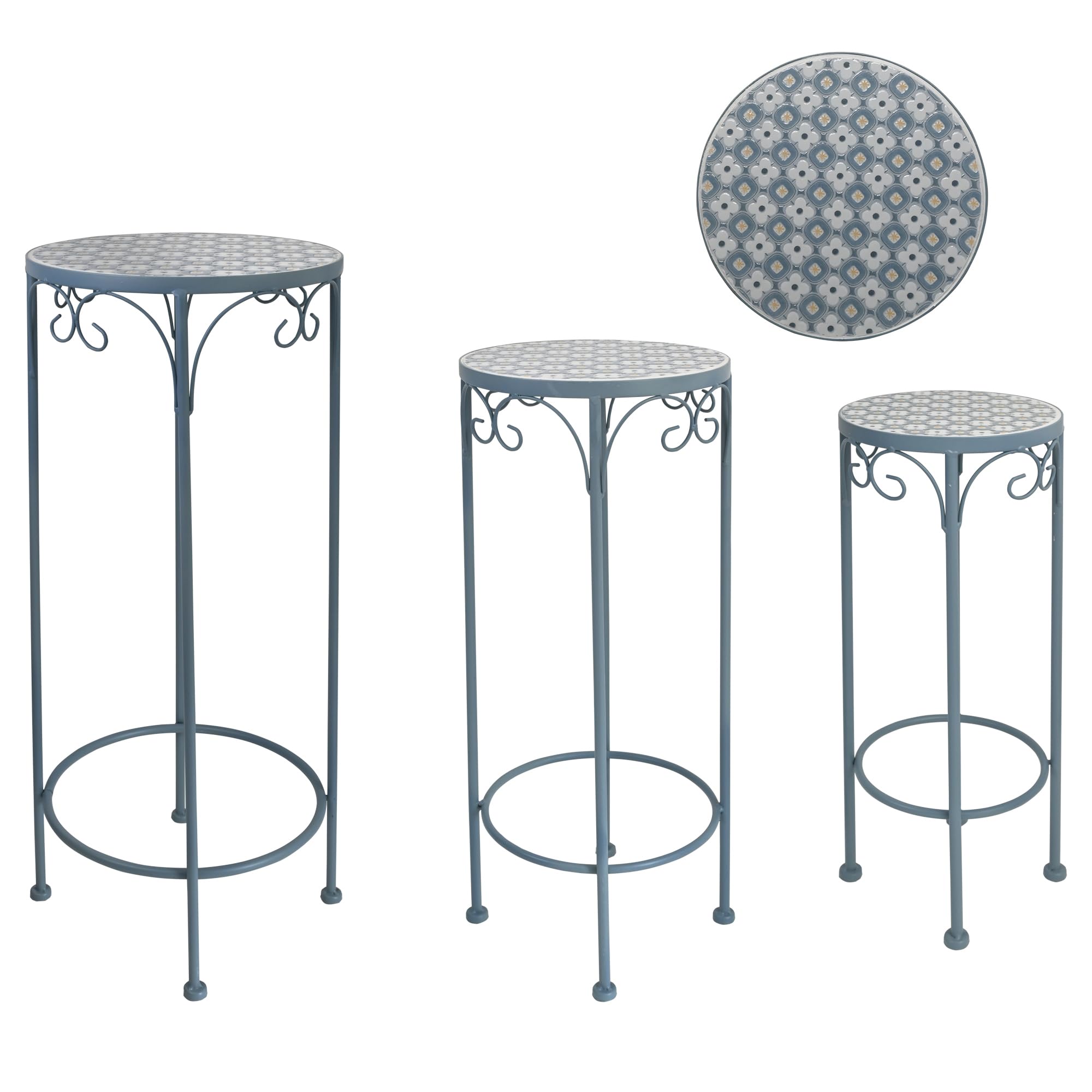 Metal Tricycle Plant Stand with Ceramic Tray, Indoor Outdoor Garden Decor