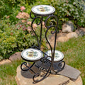 Zaer Ltd. Mosaic Tile Furniture (3 Pot Plant Stand, Odessa Sunflower Design)