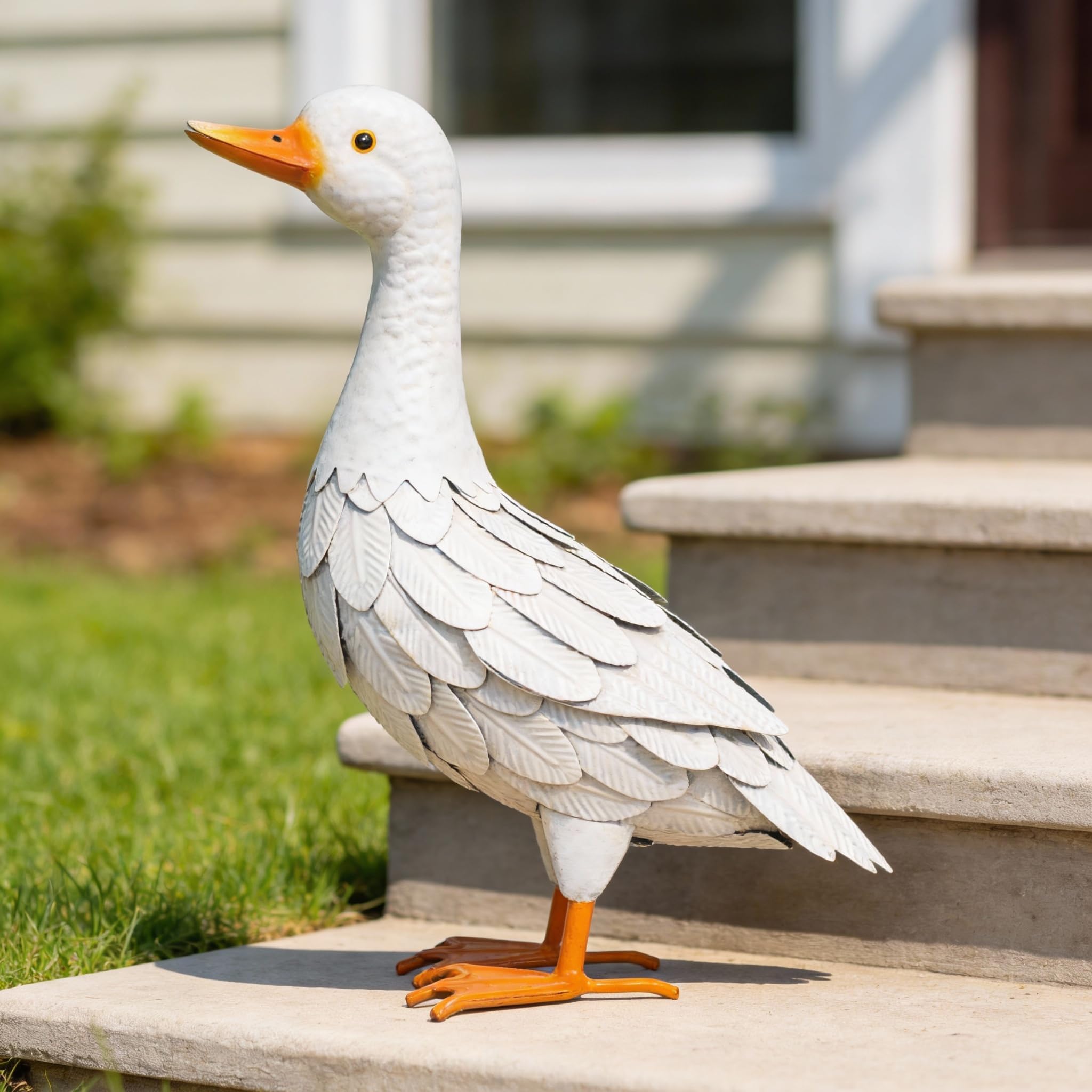 Shorayn Metal Duck Garden Statue, Life-Size Iron Mallard, Handmade Greenhead Duck Yard Decor, Indoor Outdoor Ornament, Gift for Housewarming/Mother’s Day/Christmas