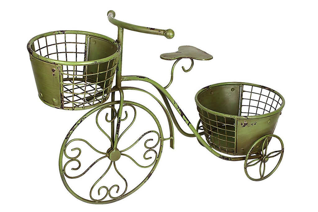 Morning View Retro Metal Tricycle Plant Stand Flower Pot Cart Holder Iron Garden Rack Metal Plant Stand for Indoor Outdoor Home Decor