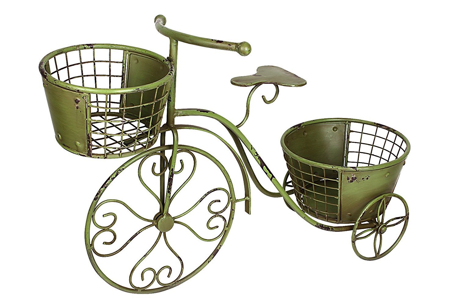 Morning View Retro Metal Tricycle Plant Stand Flower Pot Cart Holder Iron Garden Rack Metal Plant Stand for Indoor Outdoor Home Decor