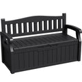 Greesum 80 Gallon Deck Box Storage Bench, Patio Furniture, Lockable, Waterproof and UV Resistant,with Armrest, Suitable for Garden, Porch, Poolside, Dark Black