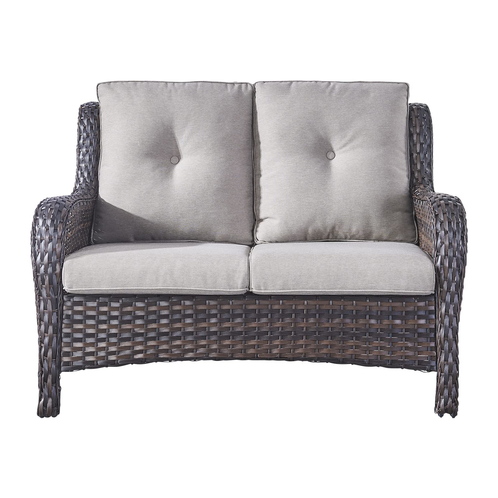 Rilyson Outdoor Patio Wicker Sofa 900Lbs Weight Capacity, Large 3 Seater Wicker Patio Couch with 4in Seat Cushions and Deep Seating, All Weather for Backyard, Garden, Poolside (Yellow/Blue)