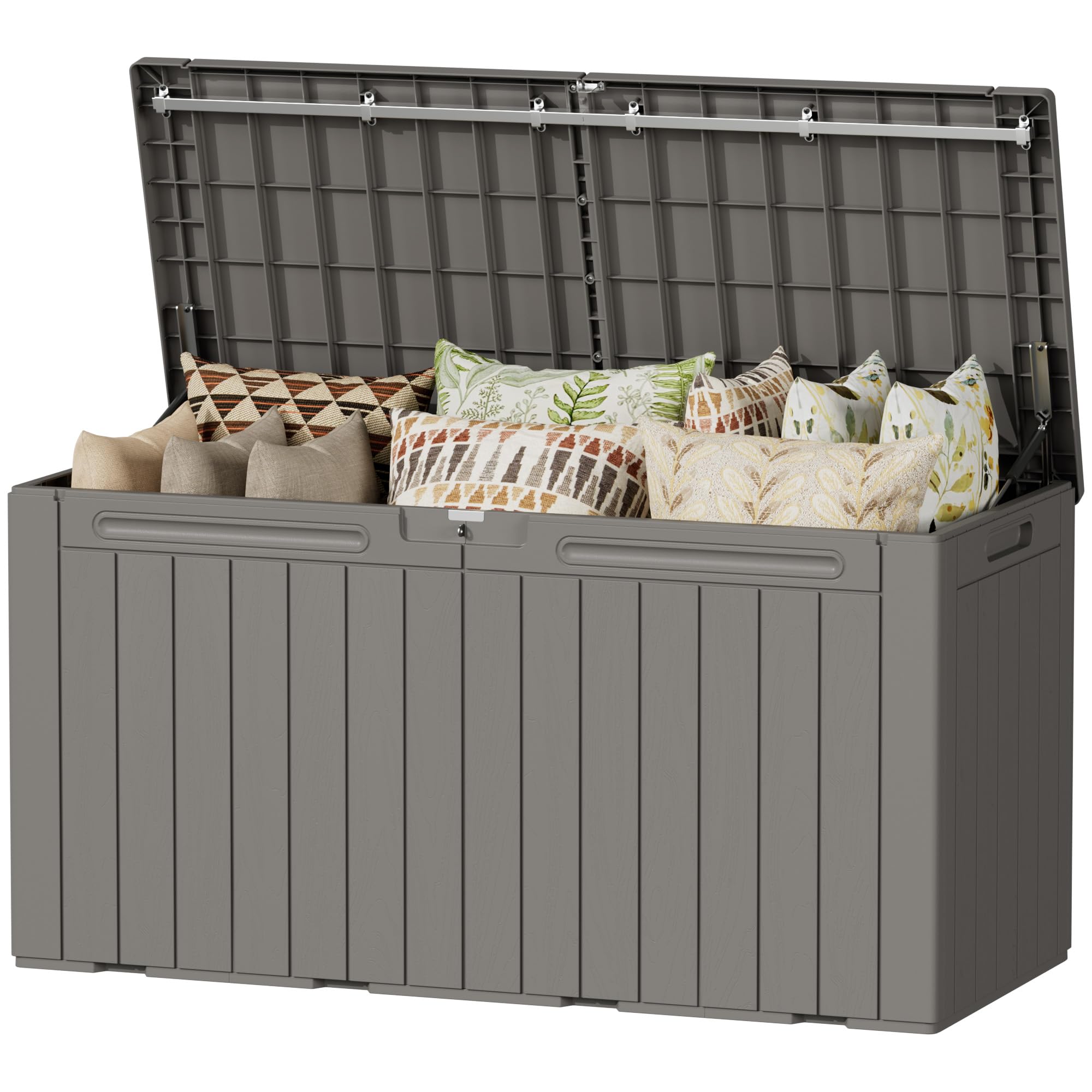 Devoko 100 Gallon Waterproof Large Resin Deck Box Indoor Outdoor Lockable Storage Container for Patio Furniture Cushions Garden Tools (100 Gallon, Black)
