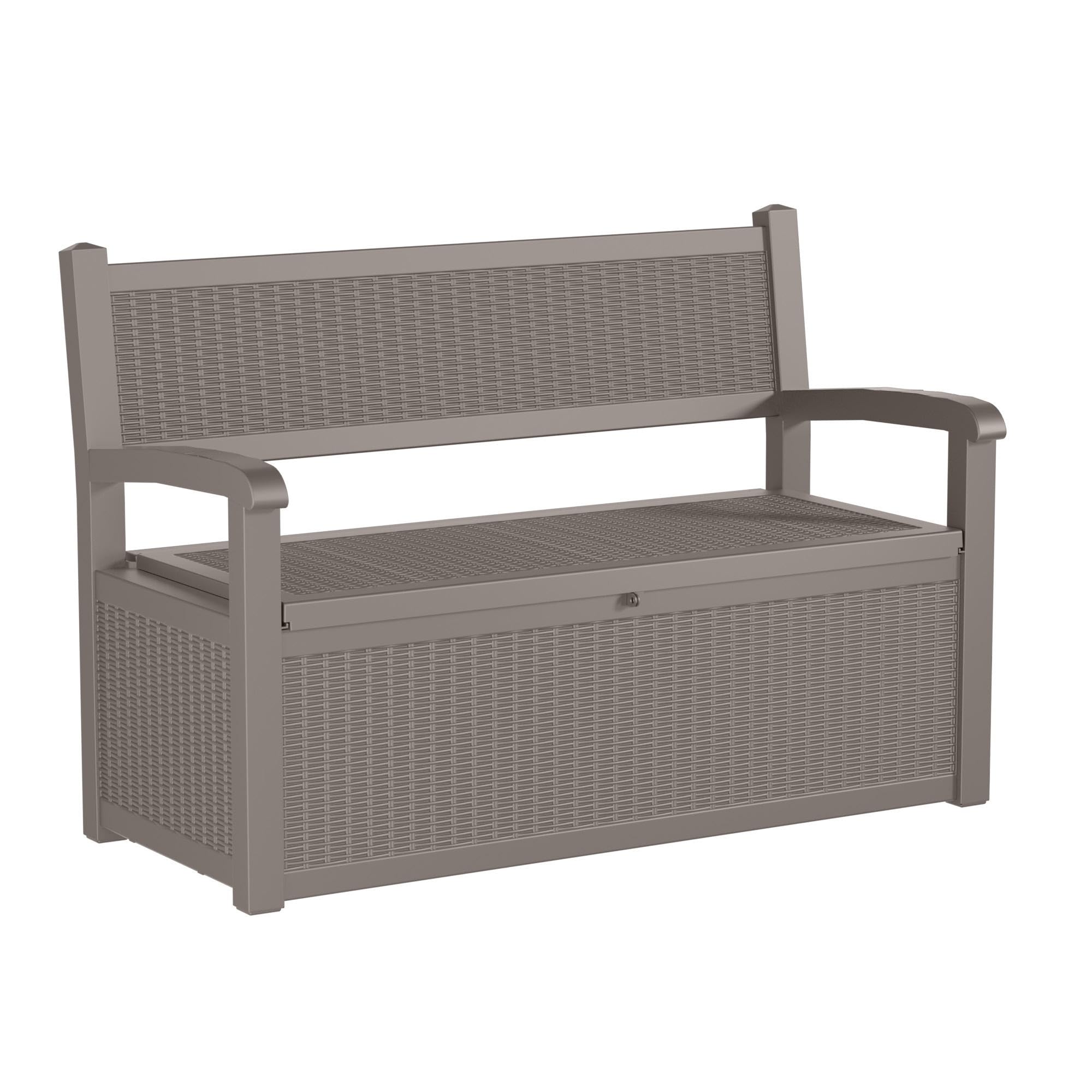 PatioZen 80 Gallon Outdoor Storage Bench Deck Box Waterproof Lockable,Outdoor Storage Furniture for Patio,Garden and Porch,Tools and Cushions（Black）