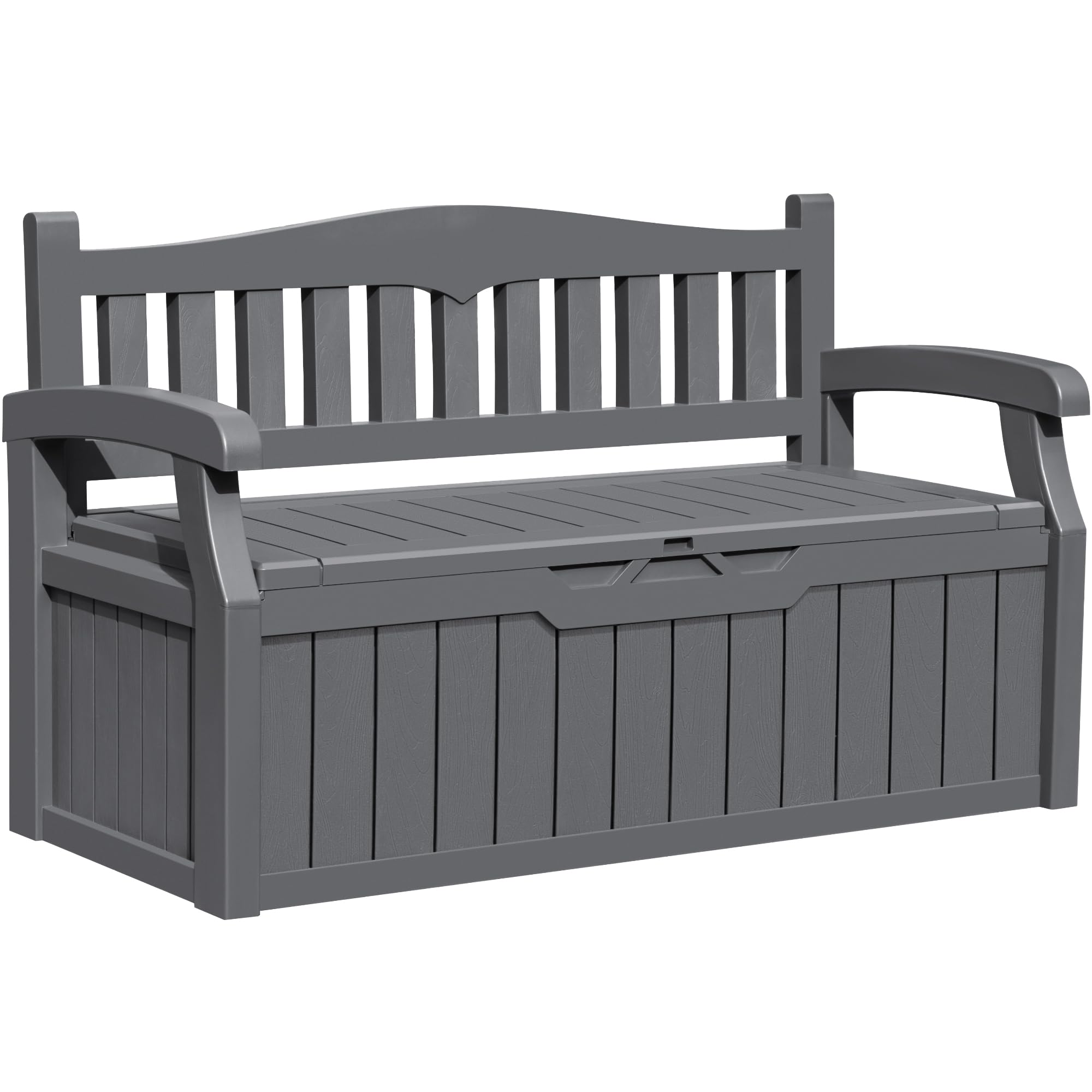Greesum 80 Gallon Outdoor Storage Bench, Weather-Resistant Deck Box, Patio Furniture Bench for Backyard, Garden, Porch, Large Capacity Seat for Pillows Cushions Patio Accessories, Dark Black