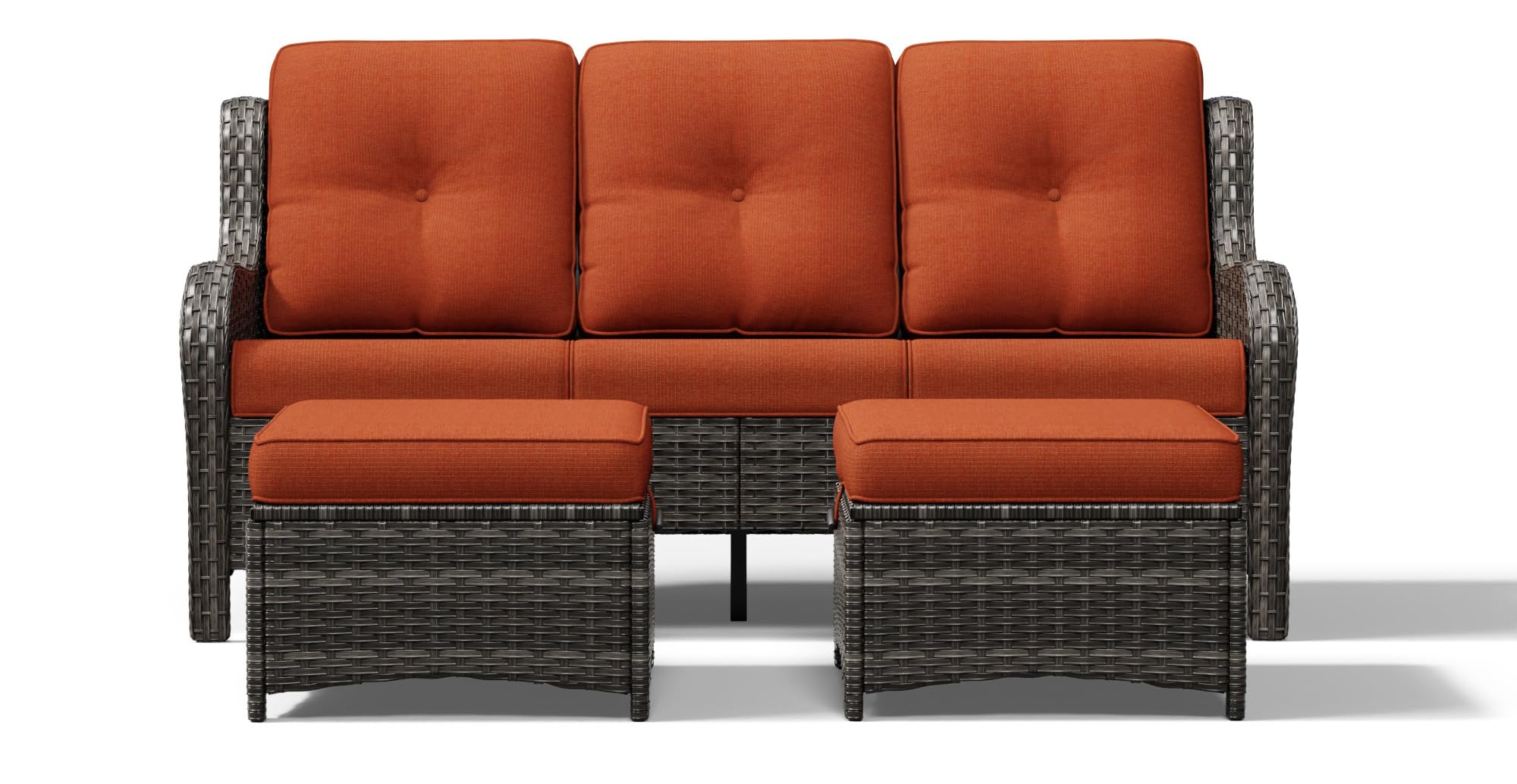 Joyside Outdoor Patio Couch, 3 Seater Outdoor Wicker Sofa with High Back, Deep Seating, Wide Armrest, Thickened Cushions, Patio Sofa for Deck, Porch Use