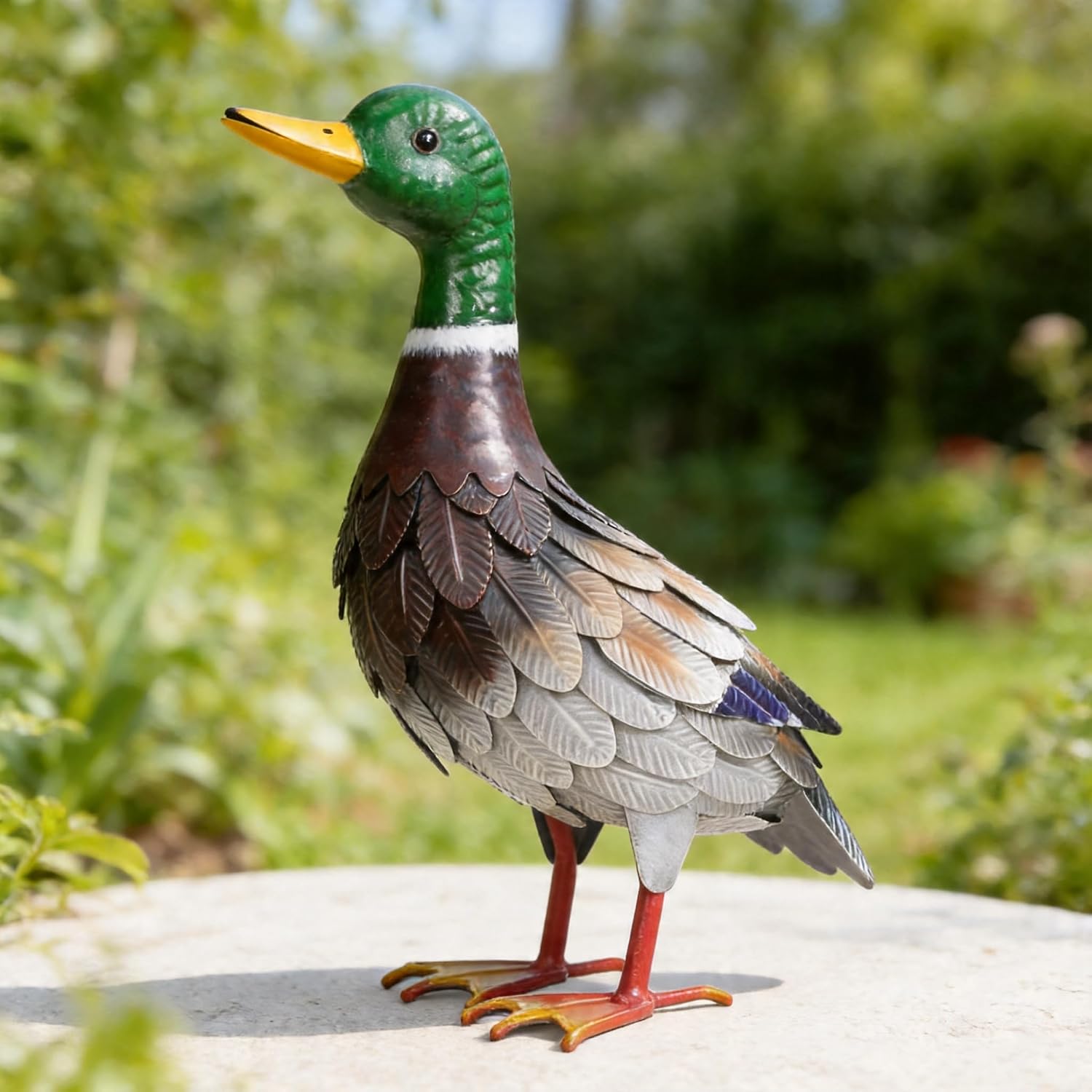 Shorayn Metal Duck Garden Statue, Life-Size Iron Mallard, Handmade Greenhead Duck Yard Decor, Indoor Outdoor Ornament, Gift for Housewarming/Mother’s Day/Christmas