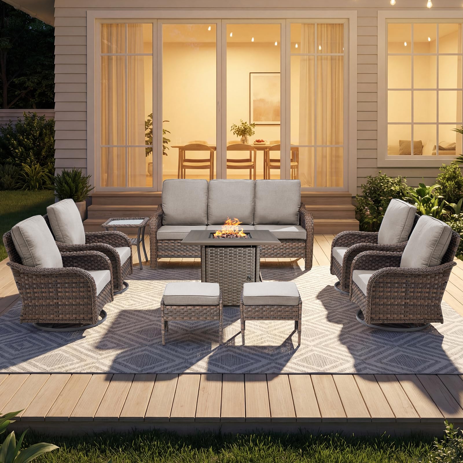 Outdoor Patio Loveseat, All-Weather Hand-Woven PE Wicker 2 Seat Sofa with Thick Cushions, High Back & Deep Seat, Ergonomic Design for Porch, Deck, Balcony, Garden, and Backyard(Beige)