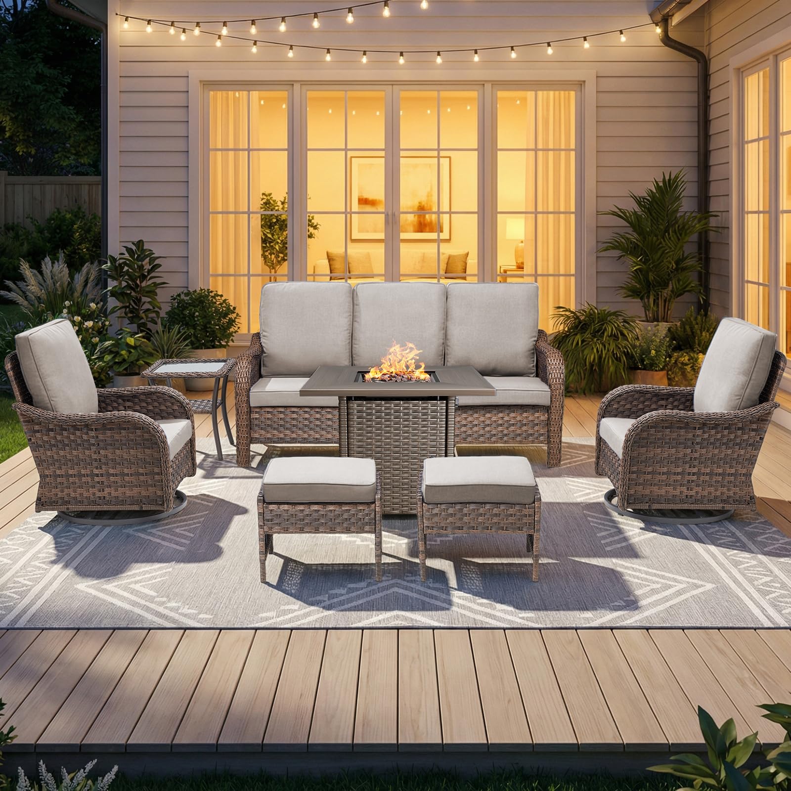 Outdoor Patio Loveseat, All-Weather Hand-Woven PE Wicker 2 Seat Sofa with Thick Cushions, High Back & Deep Seat, Ergonomic Design for Porch, Deck, Balcony, Garden, and Backyard(Beige)