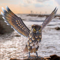 Natelf Garden Owl Sculptures & Statues, Standing Metal Bird Yard Art Sculpture for Patio Backyard Pond Outdoor Decorations
