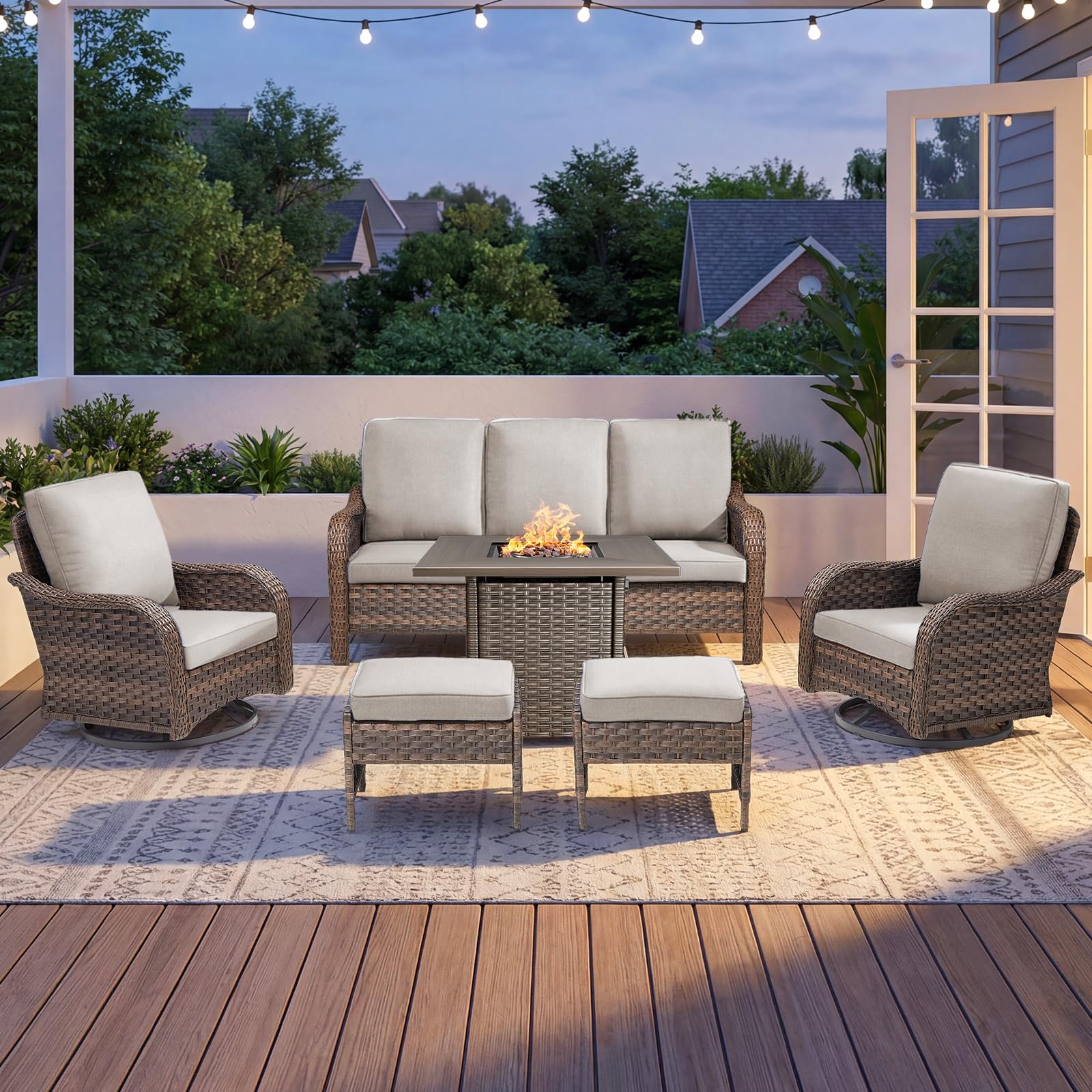Outdoor Patio Loveseat, All-Weather Hand-Woven PE Wicker 2 Seat Sofa with Thick Cushions, High Back & Deep Seat, Ergonomic Design for Porch, Deck, Balcony, Garden, and Backyard(Beige)
