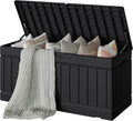 Devoko 78 Gallon Deck Box, Waterproof Resin Outdoor Storage Box for Outside and Patio, Outdoor Storage Bench Lockable for Patio Furniture, Garden Tools and Pool Supplies (Black, 78 Gallon)