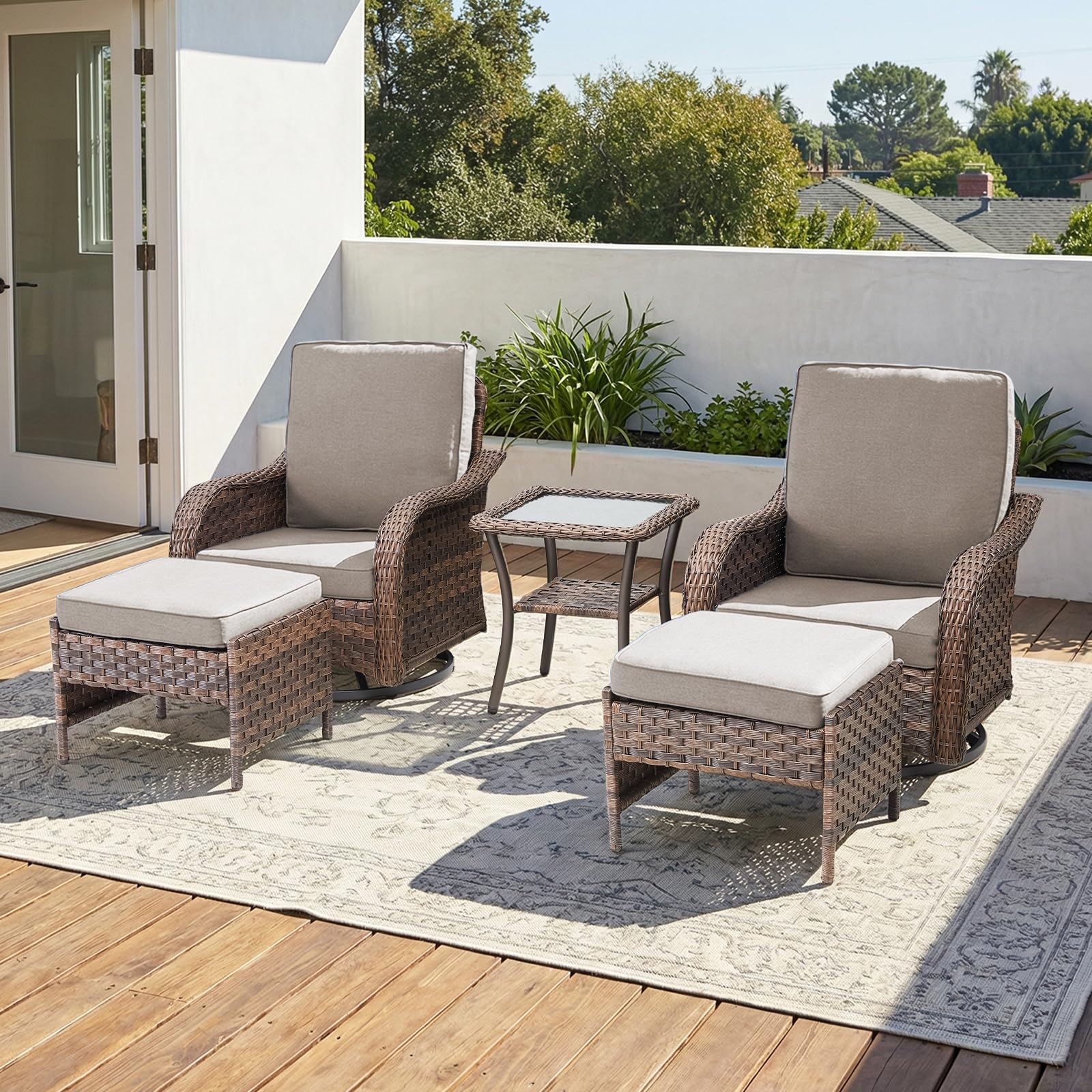 Outdoor Patio Loveseat, All-Weather Hand-Woven PE Wicker 2 Seat Sofa with Thick Cushions, High Back & Deep Seat, Ergonomic Design for Porch, Deck, Balcony, Garden, and Backyard(Beige)