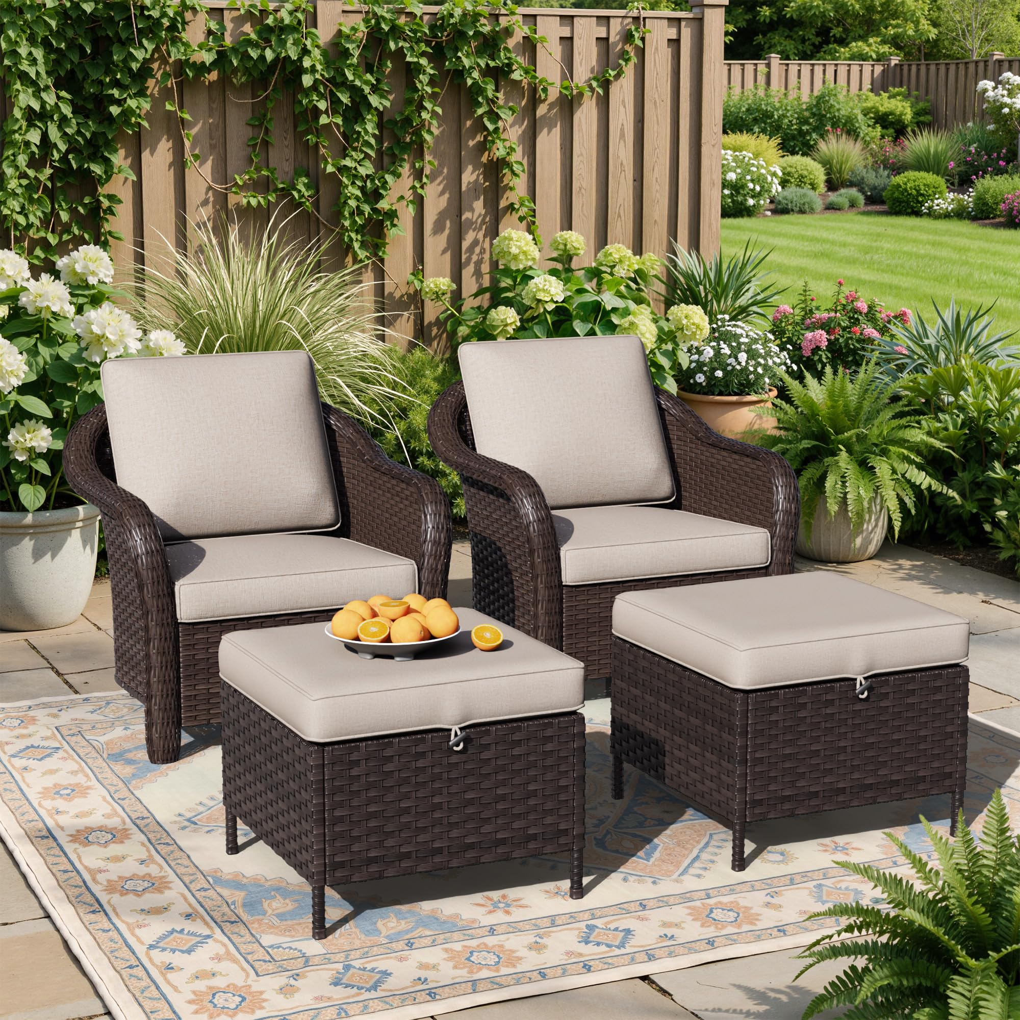 77 inch Outdoor Wicker 3 Seater Sofa, All-Weather Use Patio Rattan Sofa with Seat and Back Cushion, Ideal for Porch, Backyard, Balcony, Poolside, Beige