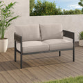 Gand Patio Outdoor 3-Seat Couch Sofa, Wicker Conversation Set with Thick Cushion for Porch, Garden, Yard, Natural