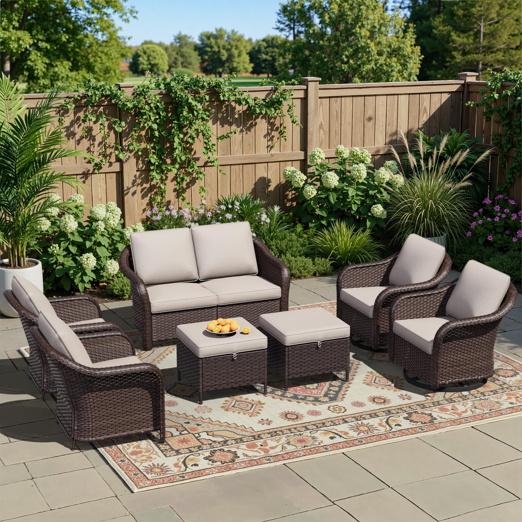77 inch Outdoor Wicker 3 Seater Sofa, All-Weather Use Patio Rattan Sofa with Seat and Back Cushion, Ideal for Porch, Backyard, Balcony, Poolside, Beige