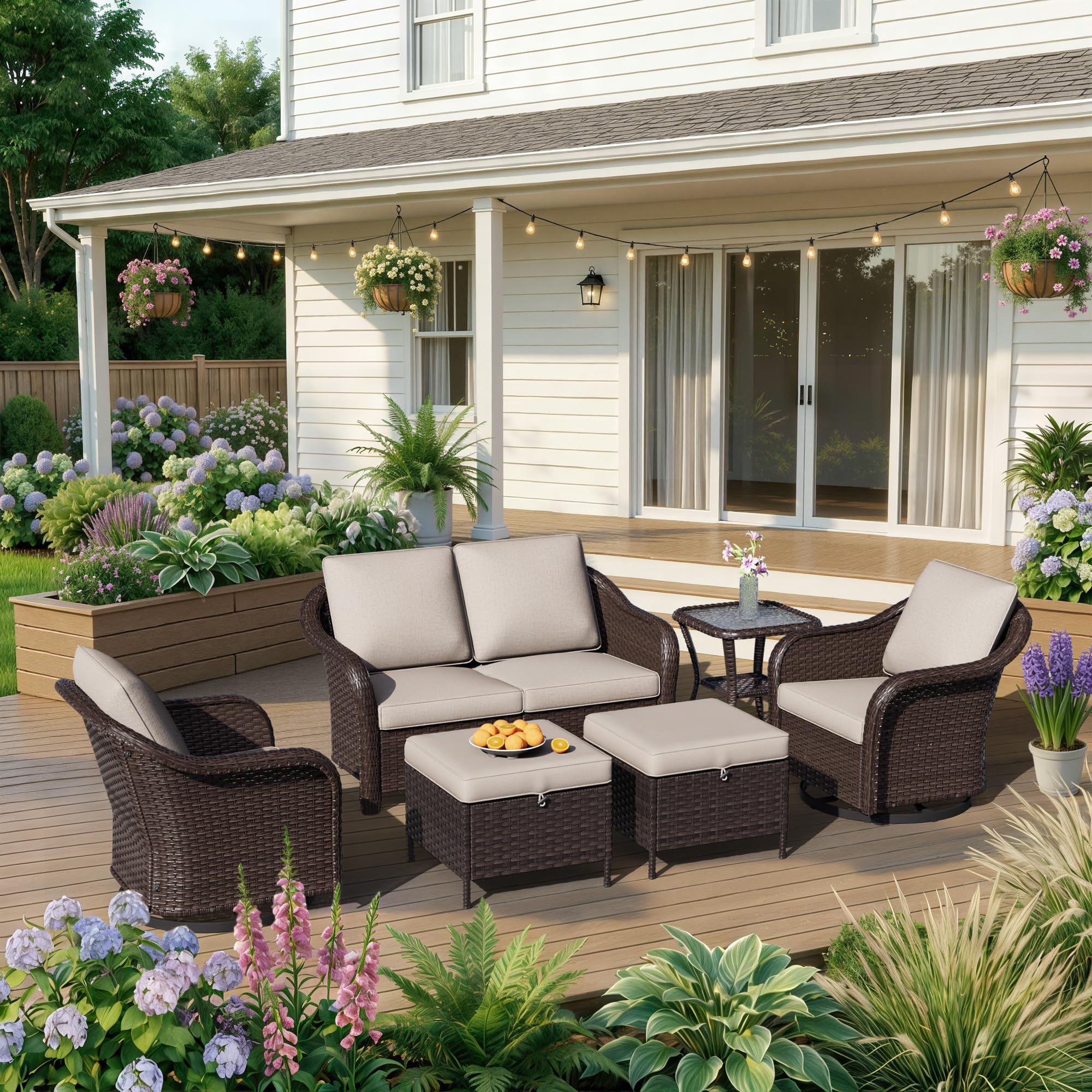 77 inch Outdoor Wicker 3 Seater Sofa, All-Weather Use Patio Rattan Sofa with Seat and Back Cushion, Ideal for Porch, Backyard, Balcony, Poolside, Beige