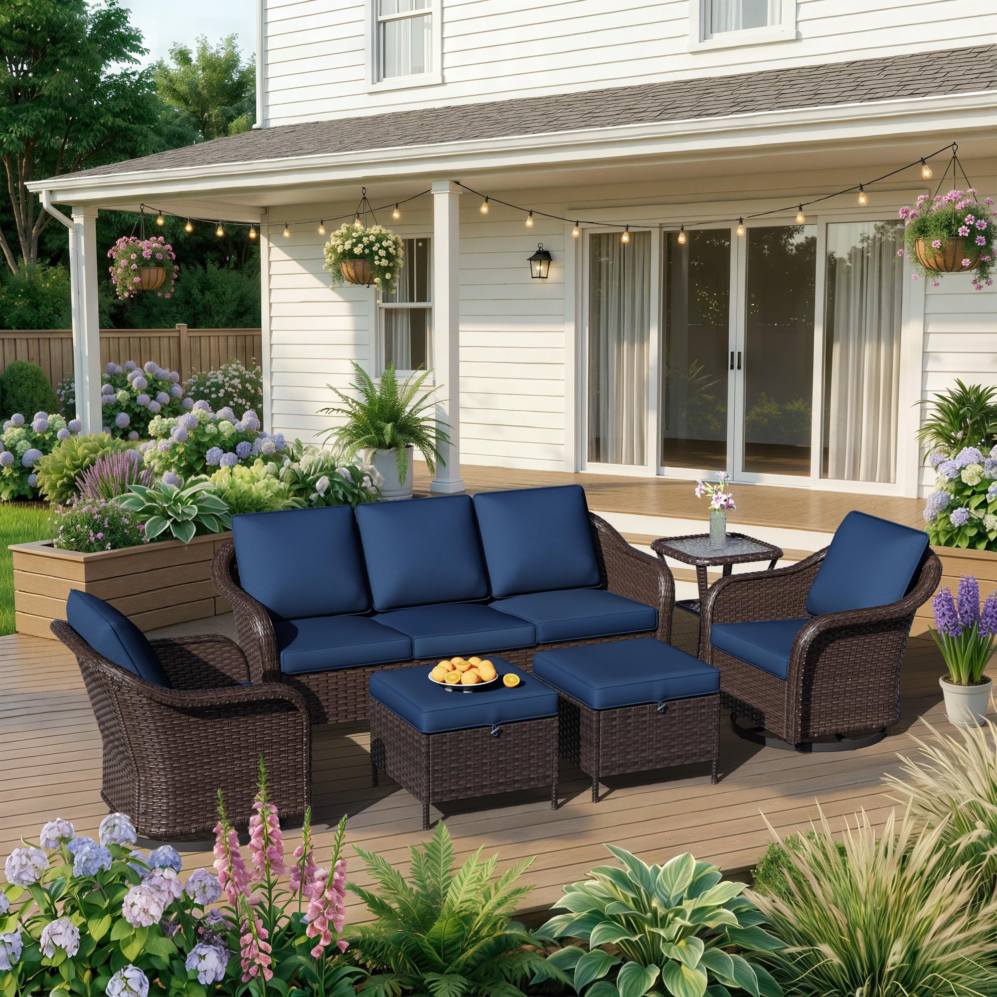 77 inch Outdoor Wicker 3 Seater Sofa, All-Weather Use Patio Rattan Sofa with Seat and Back Cushion, Ideal for Porch, Backyard, Balcony, Poolside, Beige