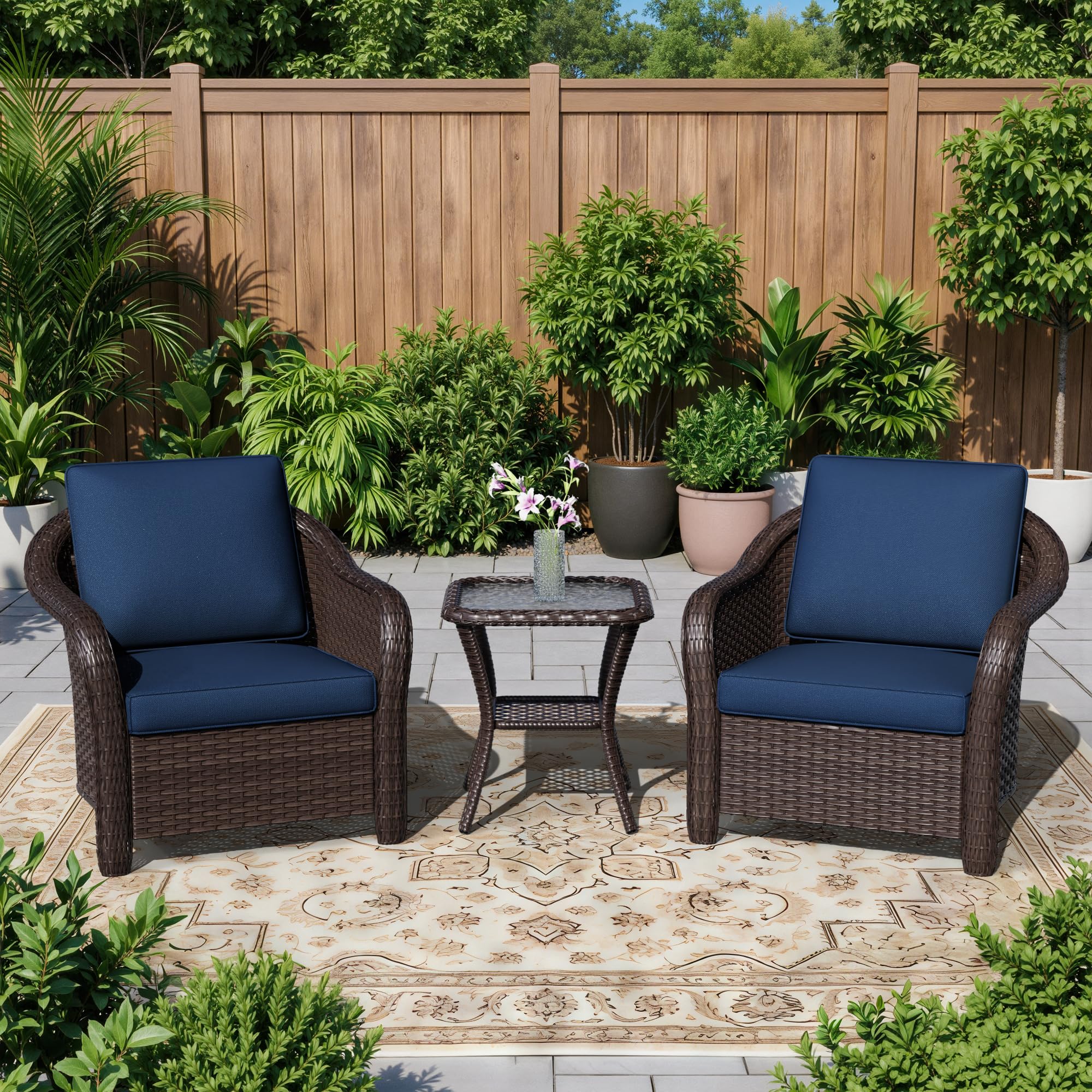 77 inch Outdoor Wicker 3 Seater Sofa, All-Weather Use Patio Rattan Sofa with Seat and Back Cushion, Ideal for Porch, Backyard, Balcony, Poolside, Beige