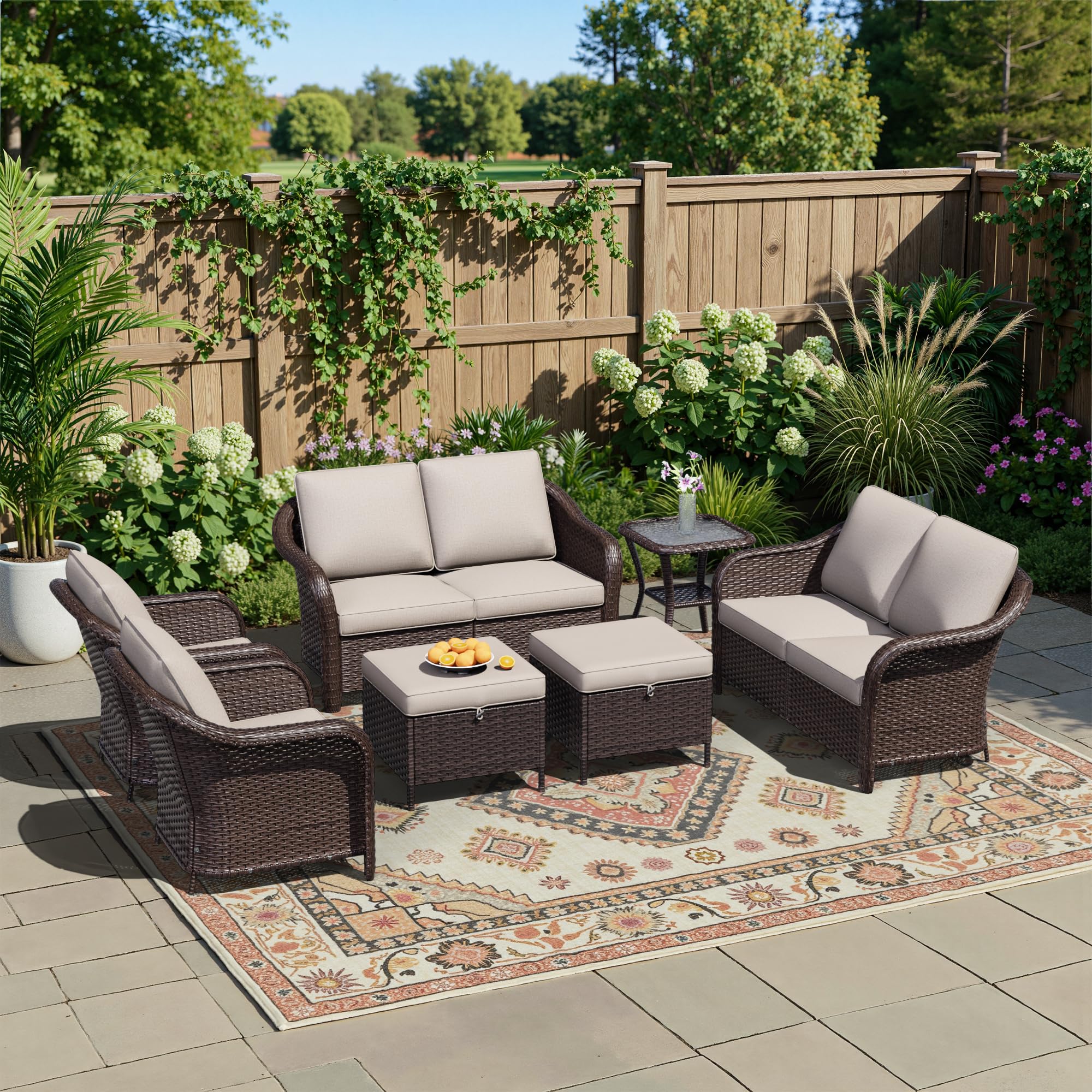 77 inch Outdoor Wicker 3 Seater Sofa, All-Weather Use Patio Rattan Sofa with Seat and Back Cushion, Ideal for Porch, Backyard, Balcony, Poolside, Beige