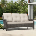 Joyside Outdoor Patio Couch, 3 Seater Outdoor Wicker Sofa with High Back, Deep Seating, Wide Armrest, Thickened Cushions, Patio Sofa for Deck, Porch Use