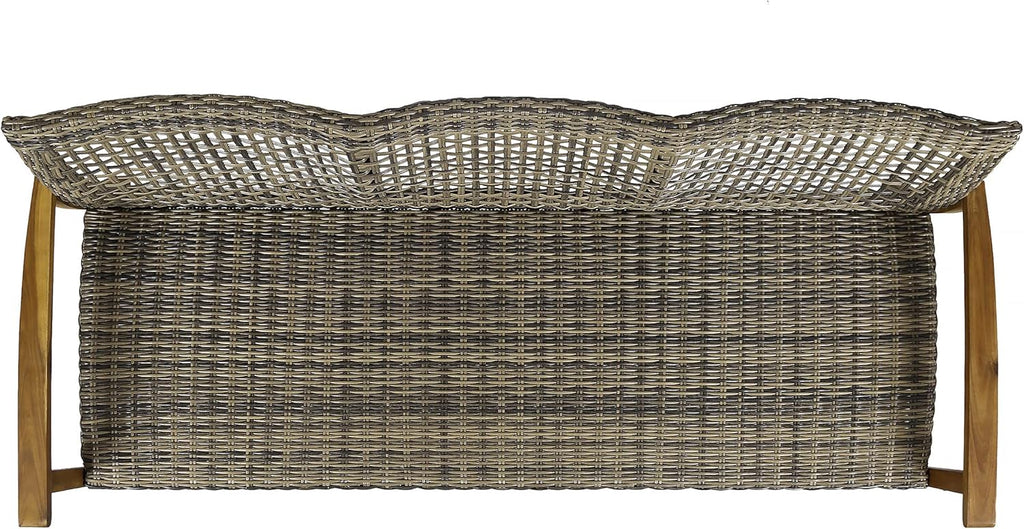 Christopher Knight Home Marcia Outdoor Wood Sofa, Wicker, 75.50 x 31.00 x 31.50, Gray, Natural Stained Finish
