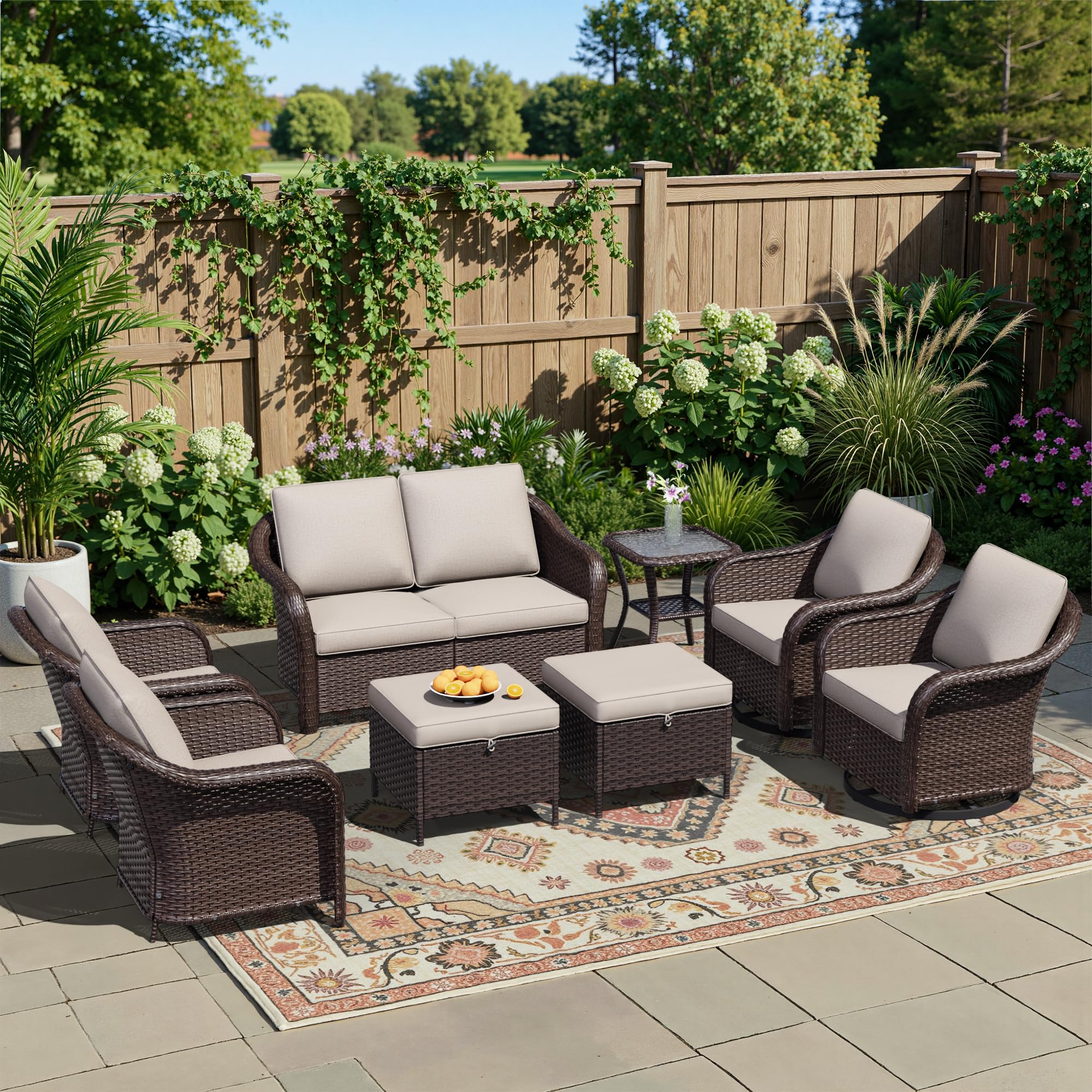77 inch Outdoor Wicker 3 Seater Sofa, All-Weather Use Patio Rattan Sofa with Seat and Back Cushion, Ideal for Porch, Backyard, Balcony, Poolside, Beige