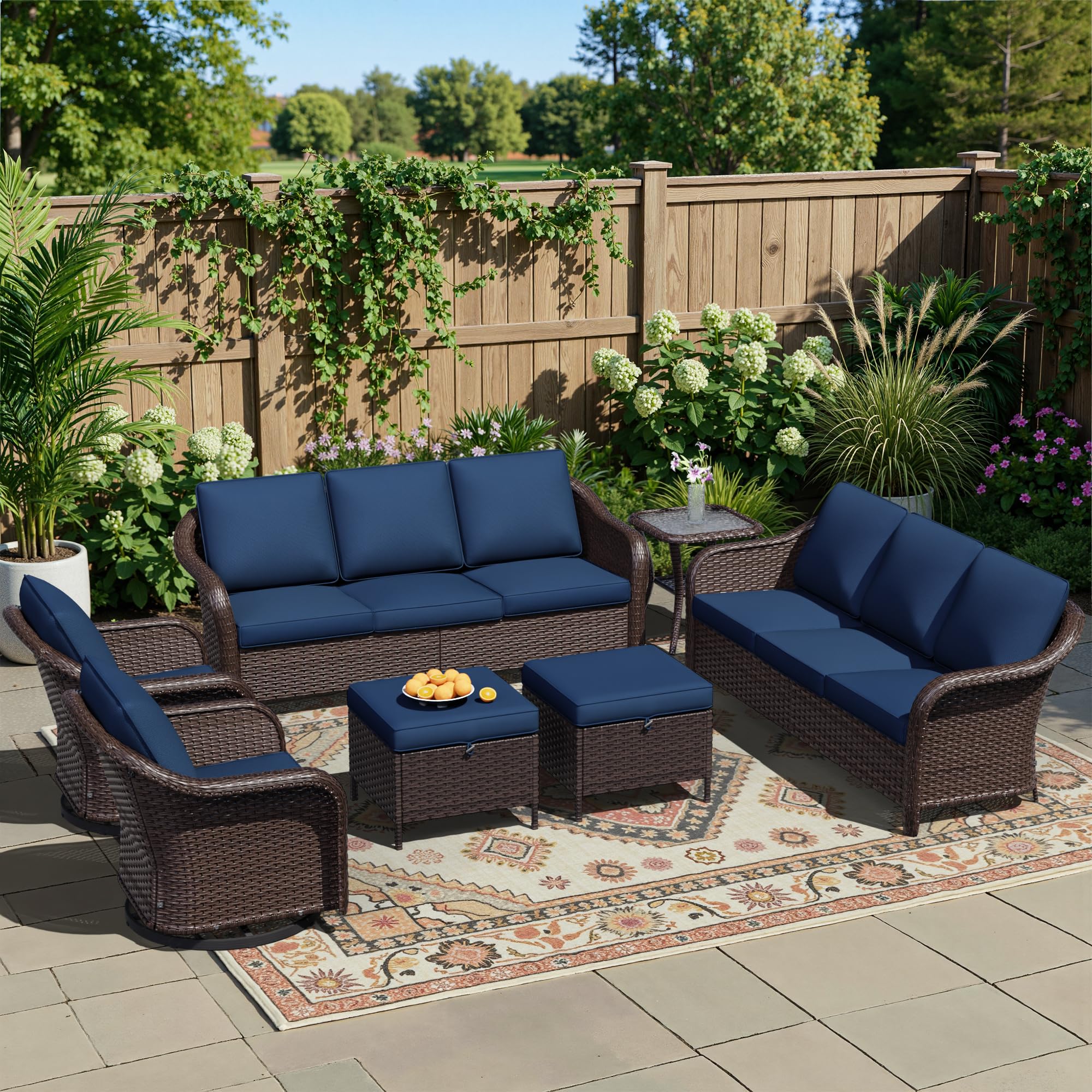 77 inch Outdoor Wicker 3 Seater Sofa, All-Weather Use Patio Rattan Sofa with Seat and Back Cushion, Ideal for Porch, Backyard, Balcony, Poolside, Beige