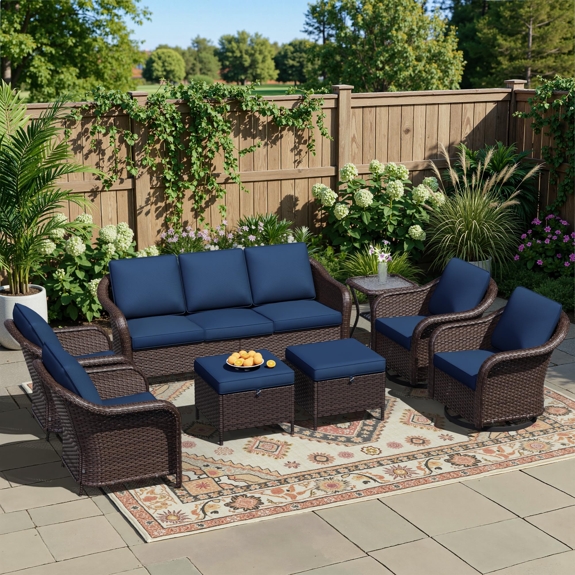 77 inch Outdoor Wicker 3 Seater Sofa, All-Weather Use Patio Rattan Sofa with Seat and Back Cushion, Ideal for Porch, Backyard, Balcony, Poolside, Beige